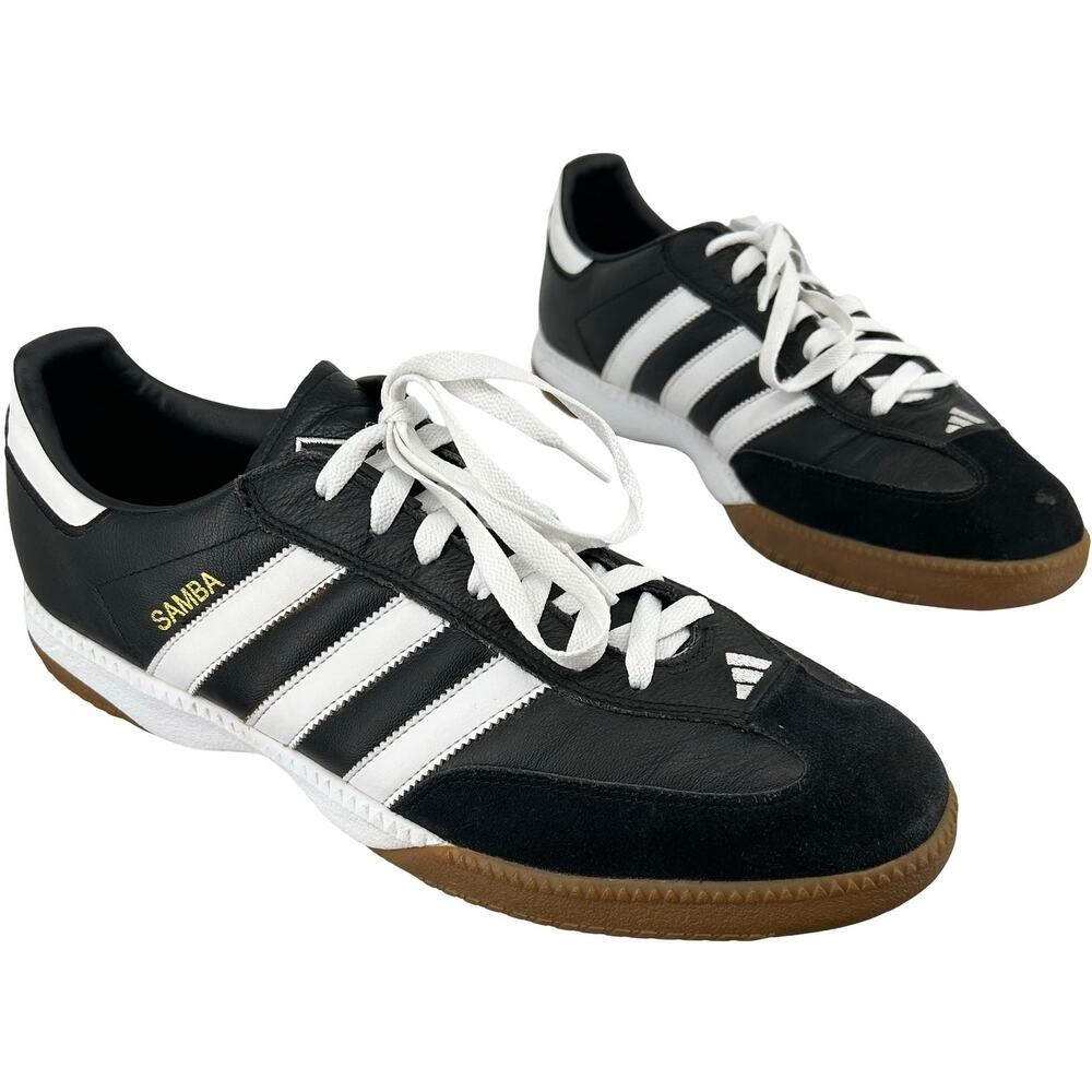 EUC Mens Black White Gum Adidas Samba Millennium Leather Shoes Sz 13.5 088559